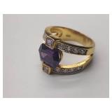 4 .925/sterling silver rings with colored center stones