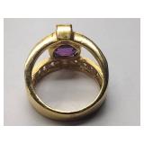 4 .925/sterling silver rings with colored center stones