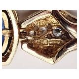 .925/sterling silver pierced earrings and necklace pendant with center blue gem stone