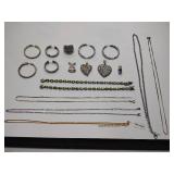 .925/sterling silver pierced earrings, bracelets, necklace chains, and necklace pendants