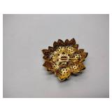 6 Broaches (one marked 12KT)and 1 set of pierced earrings