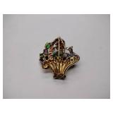 6 Broaches (one marked 12KT)and 1 set of pierced earrings