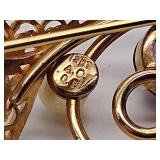 6 Broaches (one marked 12KT)and 1 set of pierced earrings