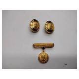 7 vintage broaches, 3 sets of earrings, and 1 bracelet