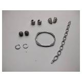 .925/sterling silver 2 bracelets, 1 bracelet is 8”, 4 sets of sterling pierced earrings