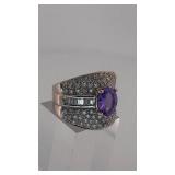 14K White Gold and diamond Ring With Tanzanite   10 grams