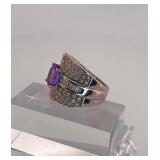 14K White Gold and diamond Ring With Tanzanite   10 grams