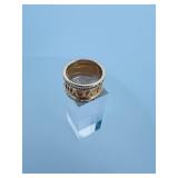 (4) .925 rings: Roman numeral ring size 8.25; pink ring size 7; other two are size 9.25