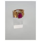 (4) .925 rings: Roman numeral ring size 8.25; pink ring size 7; other two are size 9.25