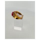 (4) .925 rings: Roman numeral ring size 8.25; pink ring size 7; other two are size 9.25