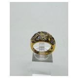 (3).925 rings: spoon ring size 6, jeweled ring size 7, blue with red stone Italy size 7