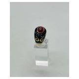 (3).925 rings: spoon ring size 6, jeweled ring size 7, blue with red stone Italy size 7