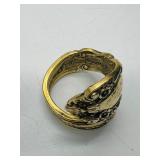 (3).925 rings: spoon ring size 6, jeweled ring size 7, blue with red stone Italy size 7