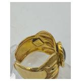 14k Vior Italy w/possible garnet stone size 6 ½ weighs 4 grams