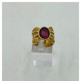 14k Vior Italy w/possible garnet stone size 6 ½ weighs 4 grams