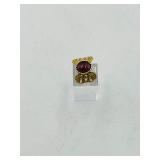14k Vior Italy w/possible garnet stone size 6 ½ weighs 4 grams