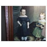 Queen size 4-poster canopy wood bed. Custom made skirt included.