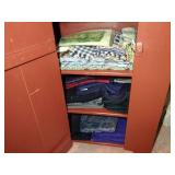 Primitive Red Stepback Cupboard with a single door