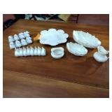 Lenox: Creamer & Sugar bowl;  Bowls: round cabbage leaf, (2) oblong Leaf shaped , (16) napkin rings