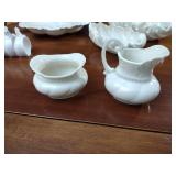 Lenox: Creamer & Sugar bowl;  Bowls: round cabbage leaf, (2) oblong Leaf shaped , (16) napkin rings