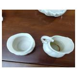 Lenox: Creamer & Sugar bowl;  Bowls: round cabbage leaf, (2) oblong Leaf shaped , (16) napkin rings