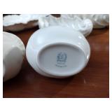 Lenox: Creamer & Sugar bowl;  Bowls: round cabbage leaf, (2) oblong Leaf shaped , (16) napkin rings