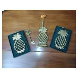 Williamsburg Virginia MetalCrafters: (2) 1999 trivets; 2001 door stop; Skelton key