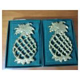 Williamsburg Virginia MetalCrafters: (2) 1999 trivets; 2001 door stop; Skelton key