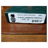 Williamsburg Virginia MetalCrafters: (2) 1999 trivets; 2001 door stop; Skelton key