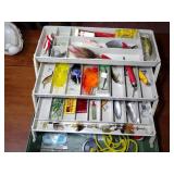 Plano Tackle box with lures, flies and tackle...some Heddon