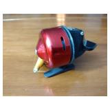 2 fishing reels Garcia ABU-Matic 170 spincast reel; Perrine Pemco Fly reel made in Minneapolis No.85;