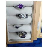 Blonde Oak Wooden 4 Drawer Jewelry Box with Mirror and Opening Door with Rings