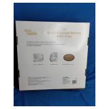 Hayden 6-Piece Multi-Purpose Serveware Tray and Oneida Park Lane Silver Plated Chip-and-Dip Server Big Round Fancy Embossed Party Platter - Unused