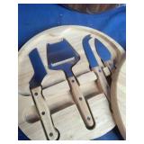 Cheese Cutting Board with Tools, A Wood Cutting Board, and A Mainstays 3-Quart Plastic Water Pitcher with Lid and Removeable Rod for Ice Core, Clear