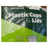 100 Sets 12 oz Plastic Cups and Lid...