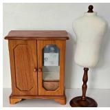 Wooden Jewelry Box/Doll Armoire Plus Doll Dress Form