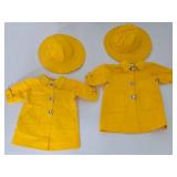 Two American Girl Doll Molly Rain Slickers with Hats / Pair of American Girl Doll Molly Rain Coats