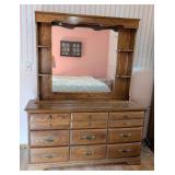 Vintage Mirrored Wood Dresser