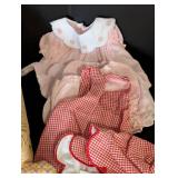 American Girl Bitty Baby Doll Clothing and Wicker Storage Box