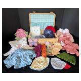 American Girl Bitty Baby Doll Clothing and Wicker Storage Box