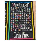 Pair of American Girl Doll Grin Pin Banners and Many Grin Pins