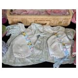 American Girl Bitty Baby Doll Clothing and Wicker Storage Box