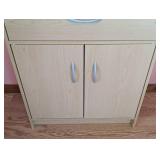 Small Blonde Wood Storage Cabinet