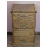 Small Oak File Two Drawer Cabinet