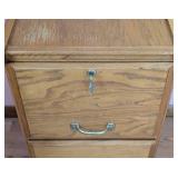 Small Oak File Two Drawer Cabinet