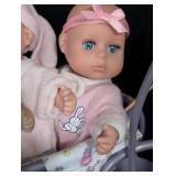 Three Battat Baby Dolls and Stroller