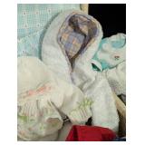 American Girl Bitty Baby Doll Clothing and Wicker Storage Box