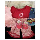 American Girl Bitty Baby Doll Clothing and Wicker Storage Box