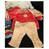 American Girl Bitty Baby Doll Clothing and Wicker Storage Box