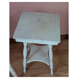 Vintage White Painted Chair and Side Table